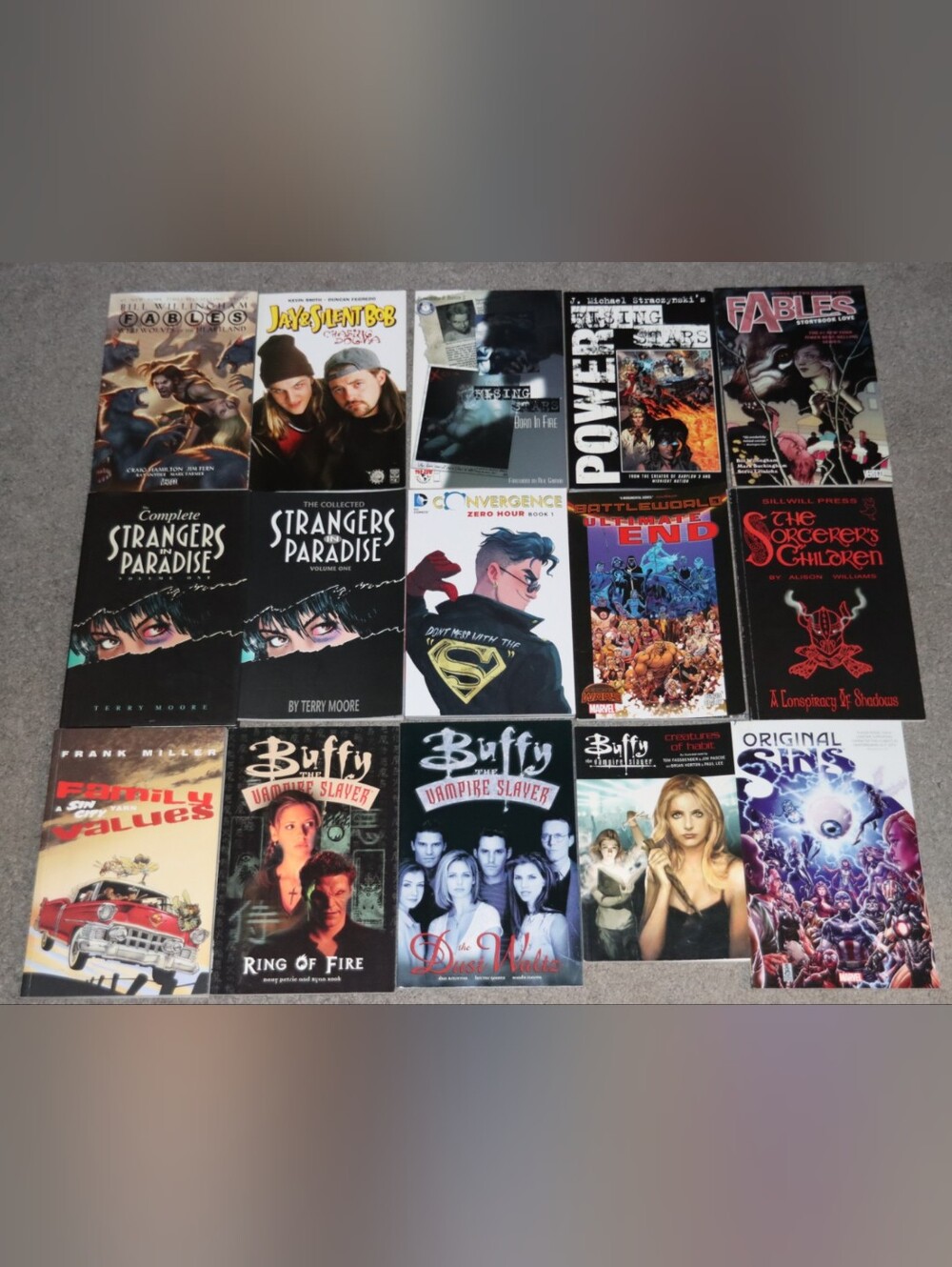 15 Mixed Graphic Novels, Buffy The Vampire Slayer, Fables, Sorcerers, Rising Str
